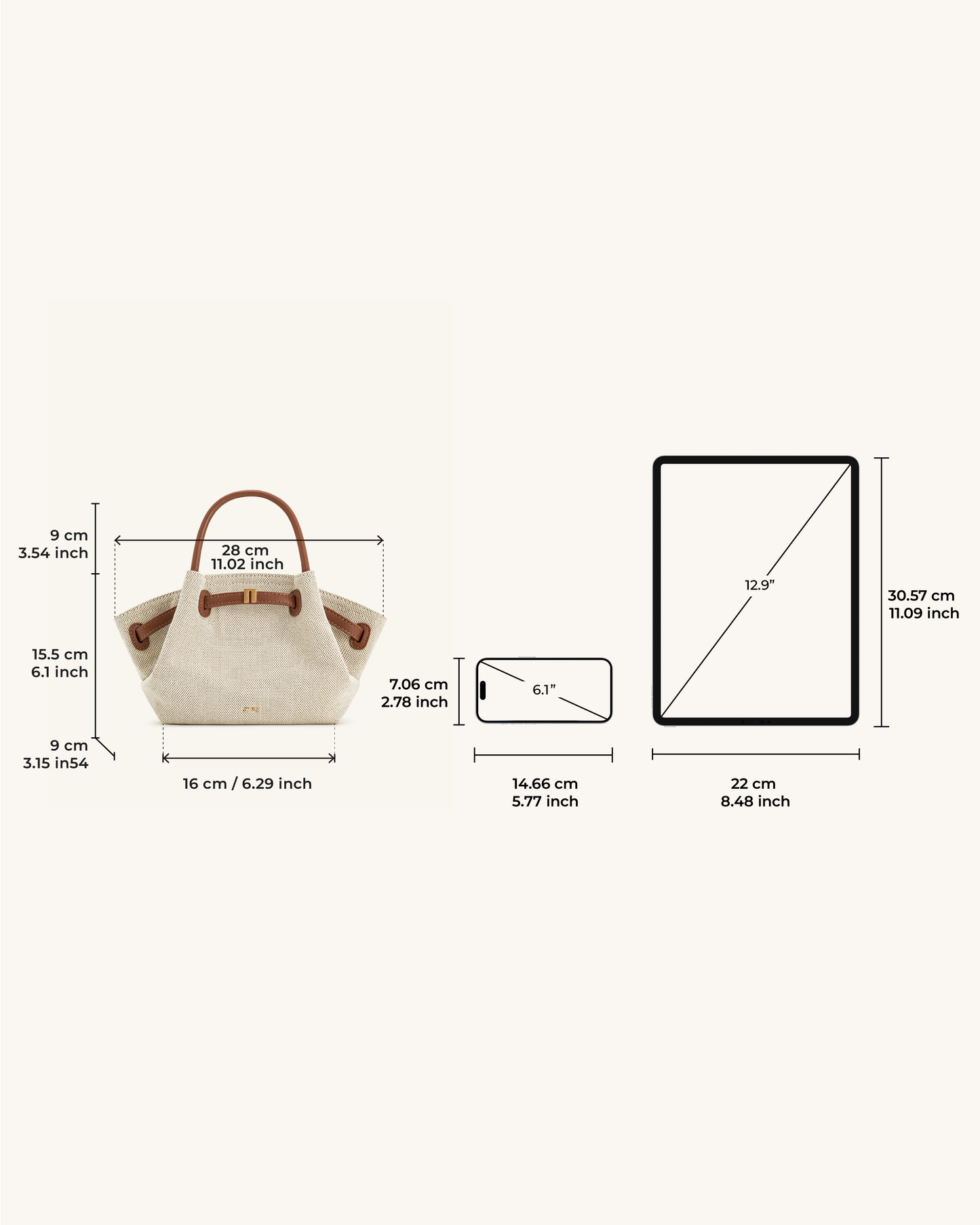 Sac Mini Tote Hana - Toile Marron