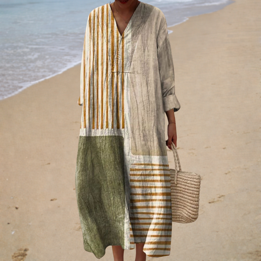 Robe Gabrielle — Longue Imprimée Col V