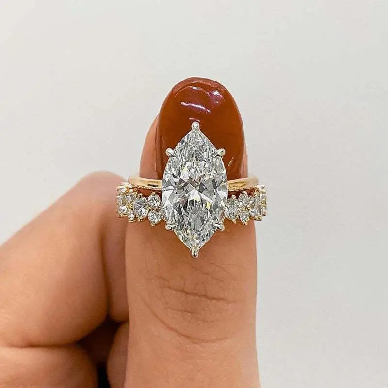 Parure Bague Diamant Marquise Or Luxe