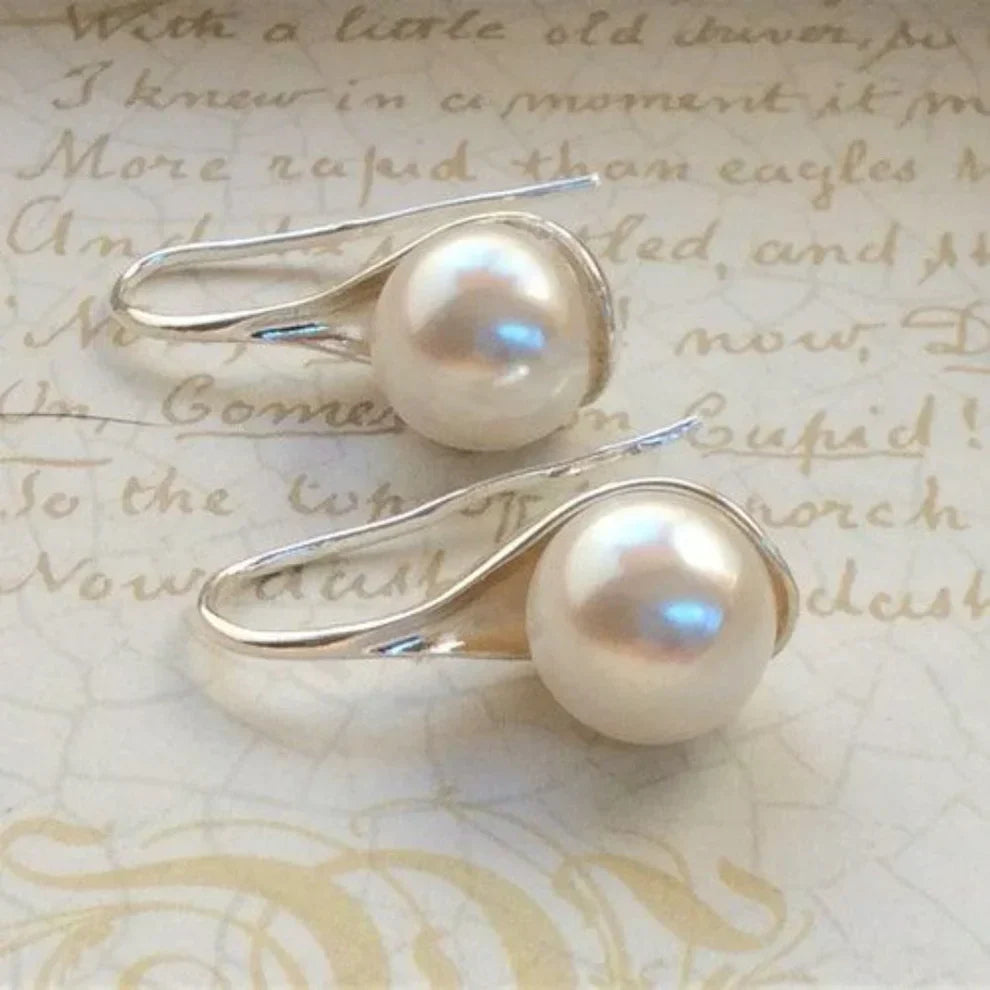 Boucles d'Oreilles Pendantes Perles Vintage