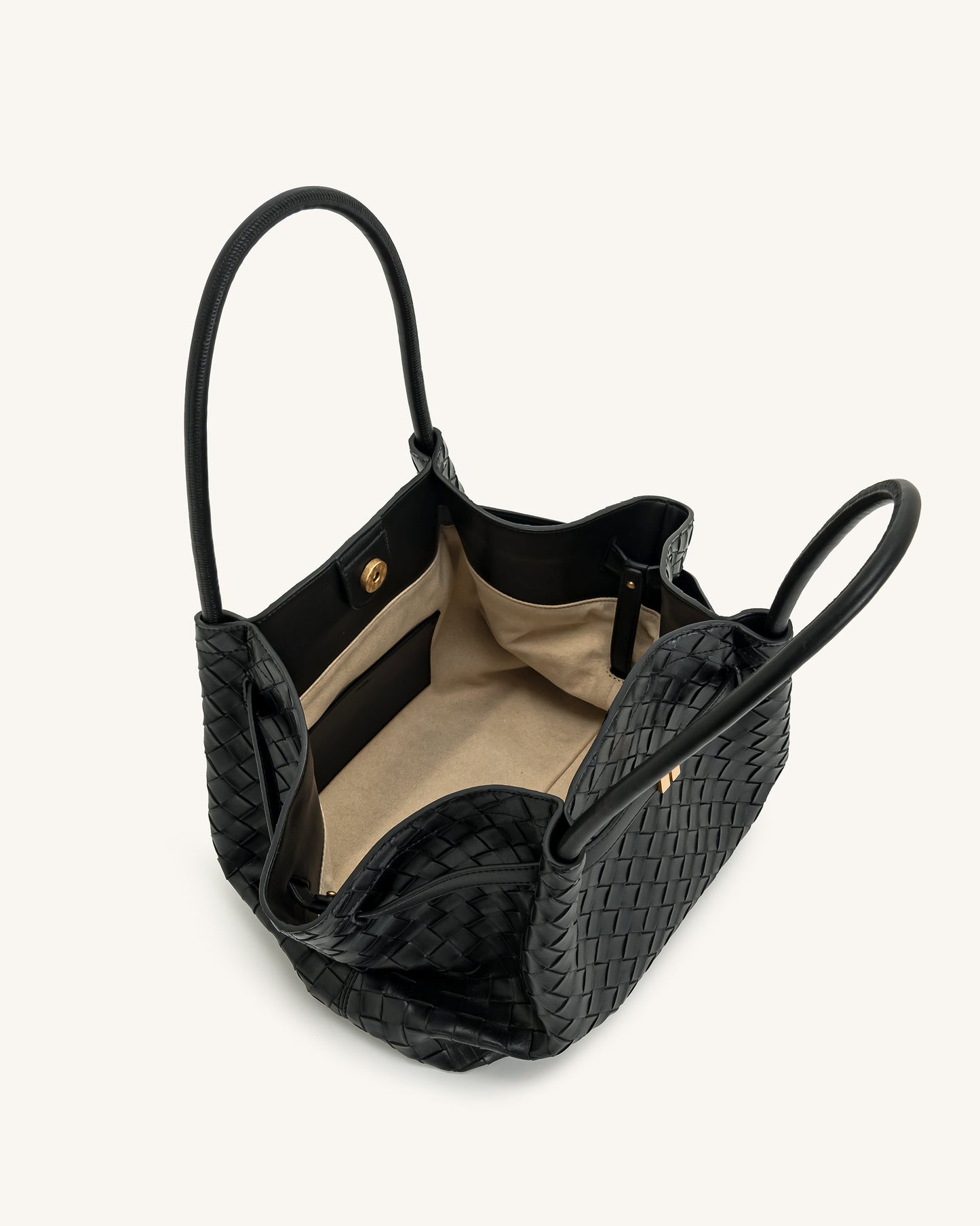 Sac cabas moyen Hana à texture tressée – Noir