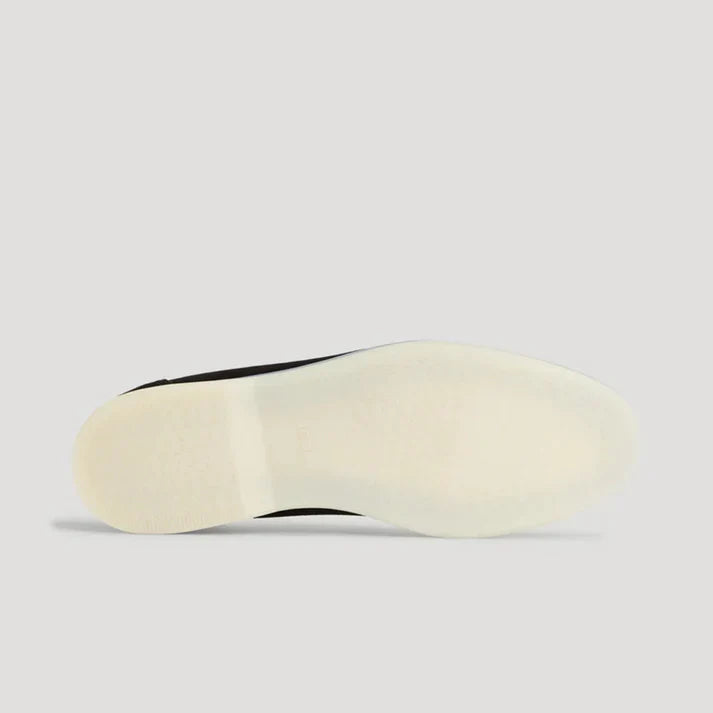 Mocassins Daim Navy — Semelle Blanche Riviera