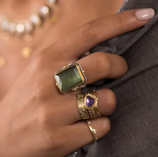 Bague Rétro Française Cristal Carré