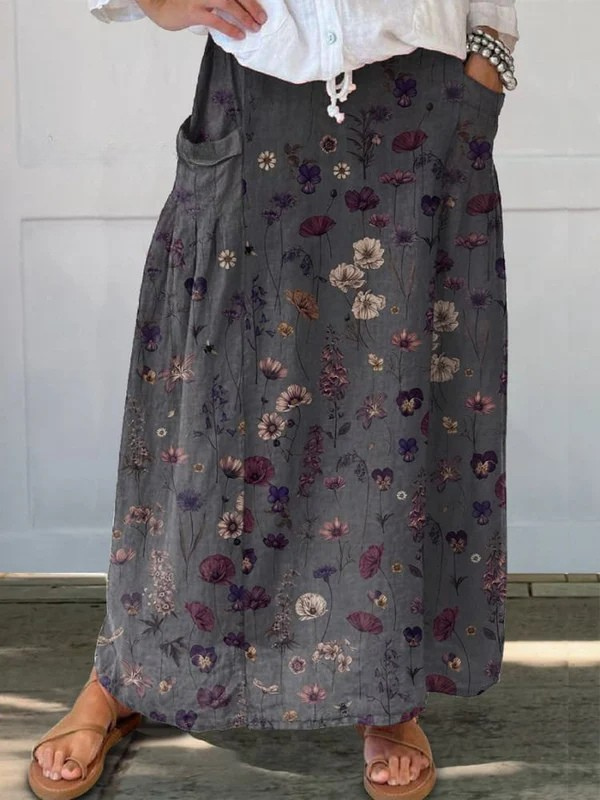 Coraline | Flower Art Pocket Skirt