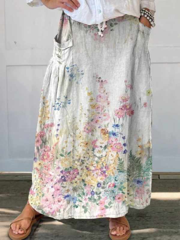 Clementine | Elegant Floral Pocket Skirt