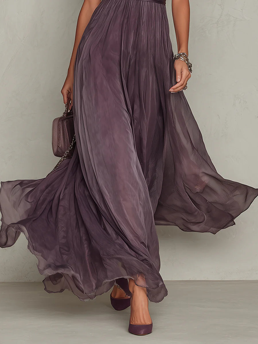 Robe Flavia — Longue Violette Dentelle Chiffon