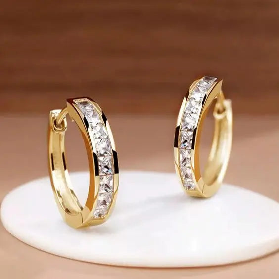 Boucles d'Oreilles Luxe Dorées avec Cristaux