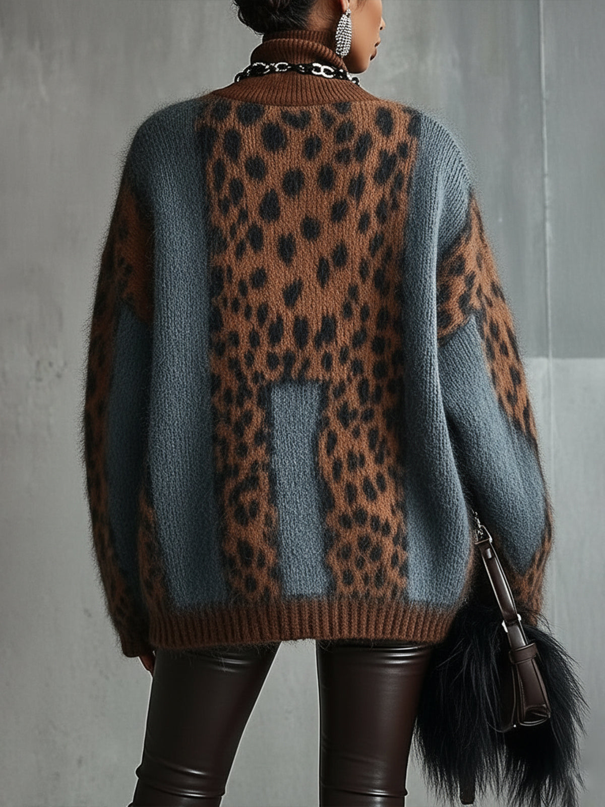 Pull Léopard — Col Roulé Oversize