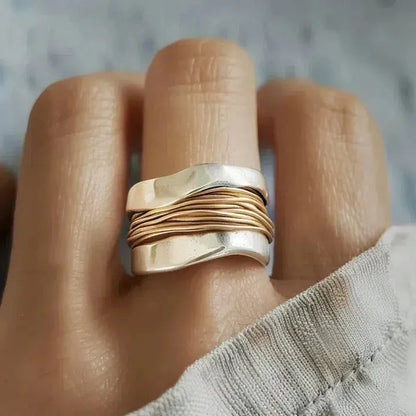 Bague Argent Fils Dorés