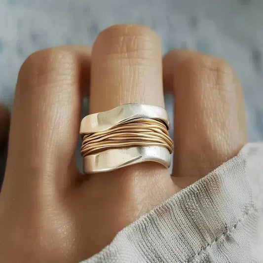 Bague Argent Fils Dorés