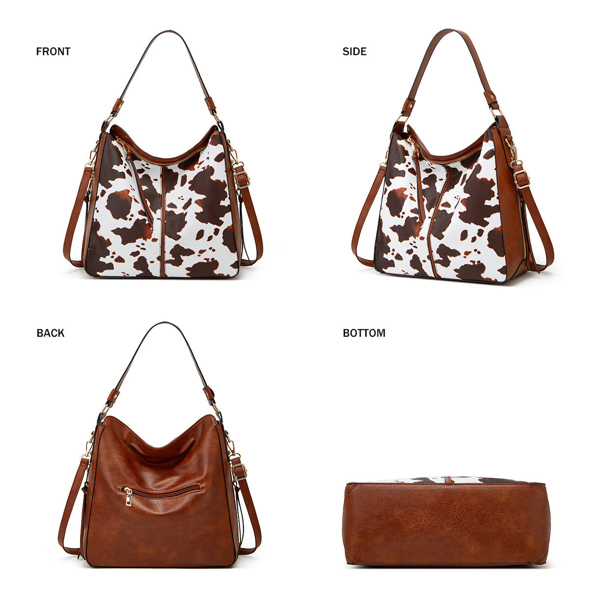 Sac Hobo Antivol en Cuir Imprimé Luxe + Pochette Offerte