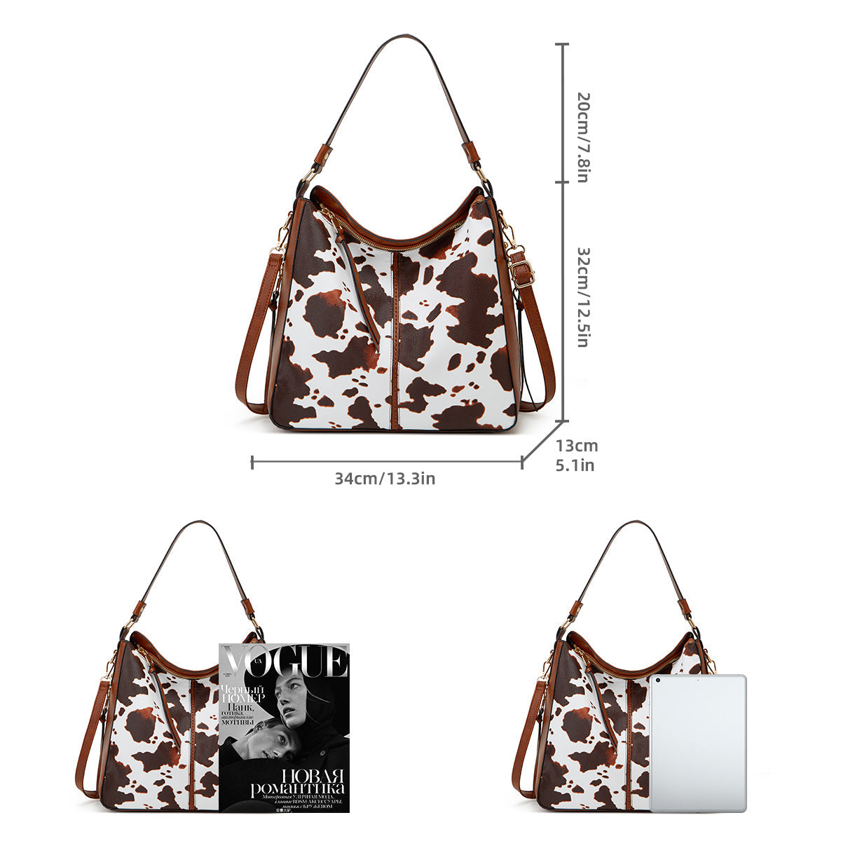 Sac Hobo Antivol en Cuir Imprimé Luxe + Pochette Offerte