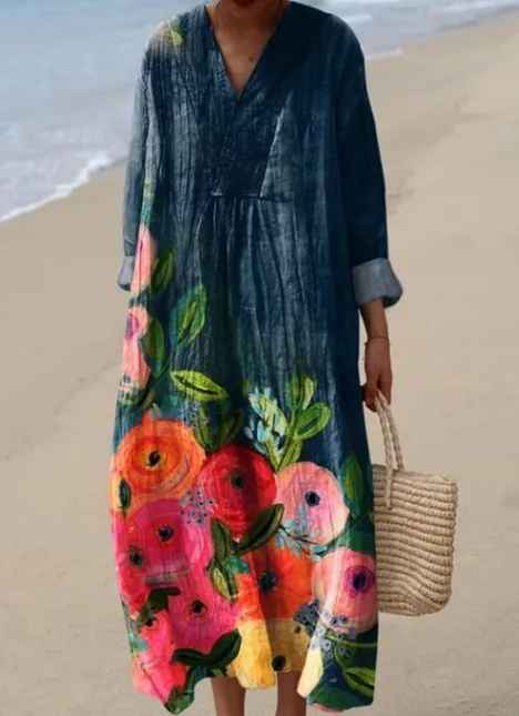 Ashley | Geometric Vintage Summer Maxi Dress