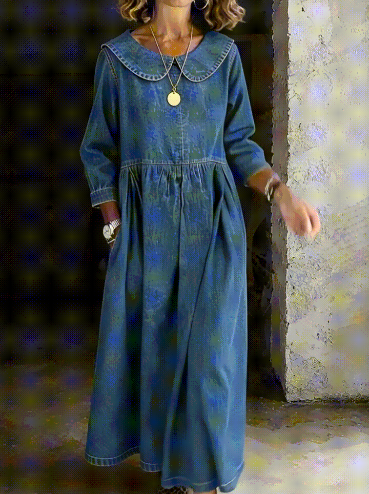 Robe en denim avec col Peter Pan