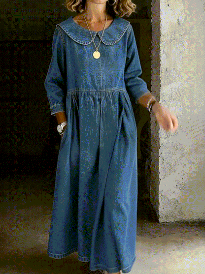 Robe en denim avec col Peter Pan
