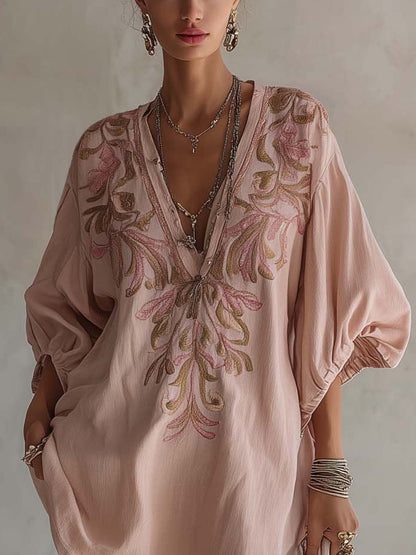Robe Mini Rose — Lin Coton Broderie Florale Vintage