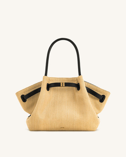 Hana Sac Cabas Moyen en Faux Paille - Paille Brune