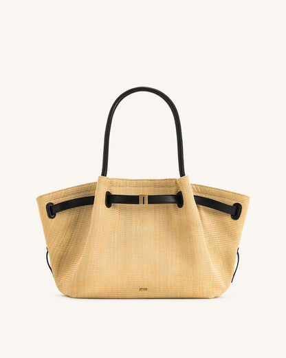 Hana Sac Cabas Moyen en Faux Paille - Paille Brune