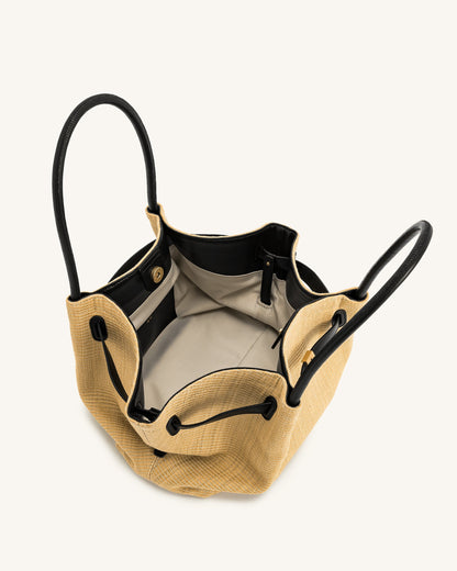 Hana Sac Cabas Moyen en Faux Paille - Paille Brune