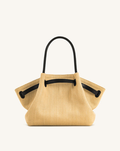 Hana Sac Cabas Moyen en Faux Paille - Paille Brune
