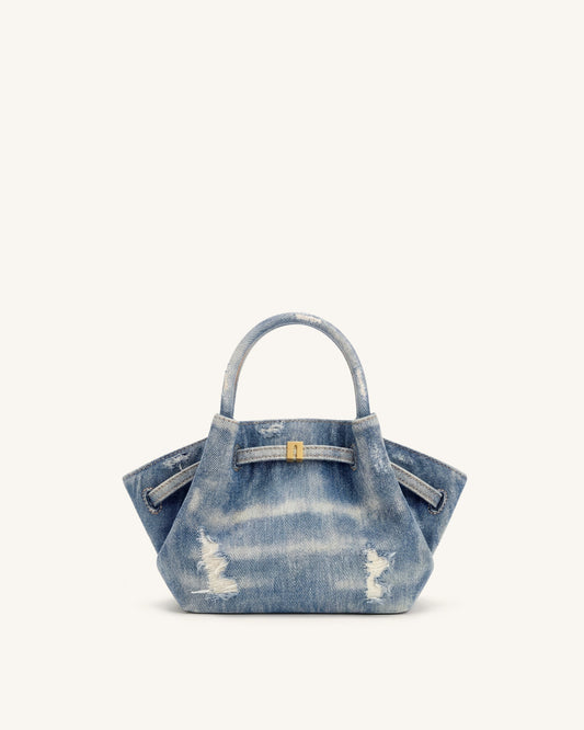 Hana Mini Sac Cabas en Denim - Bleu