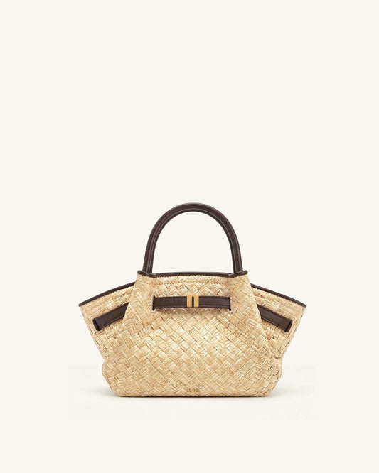 Hana Mini sac cabas en paille synthétique - Marron