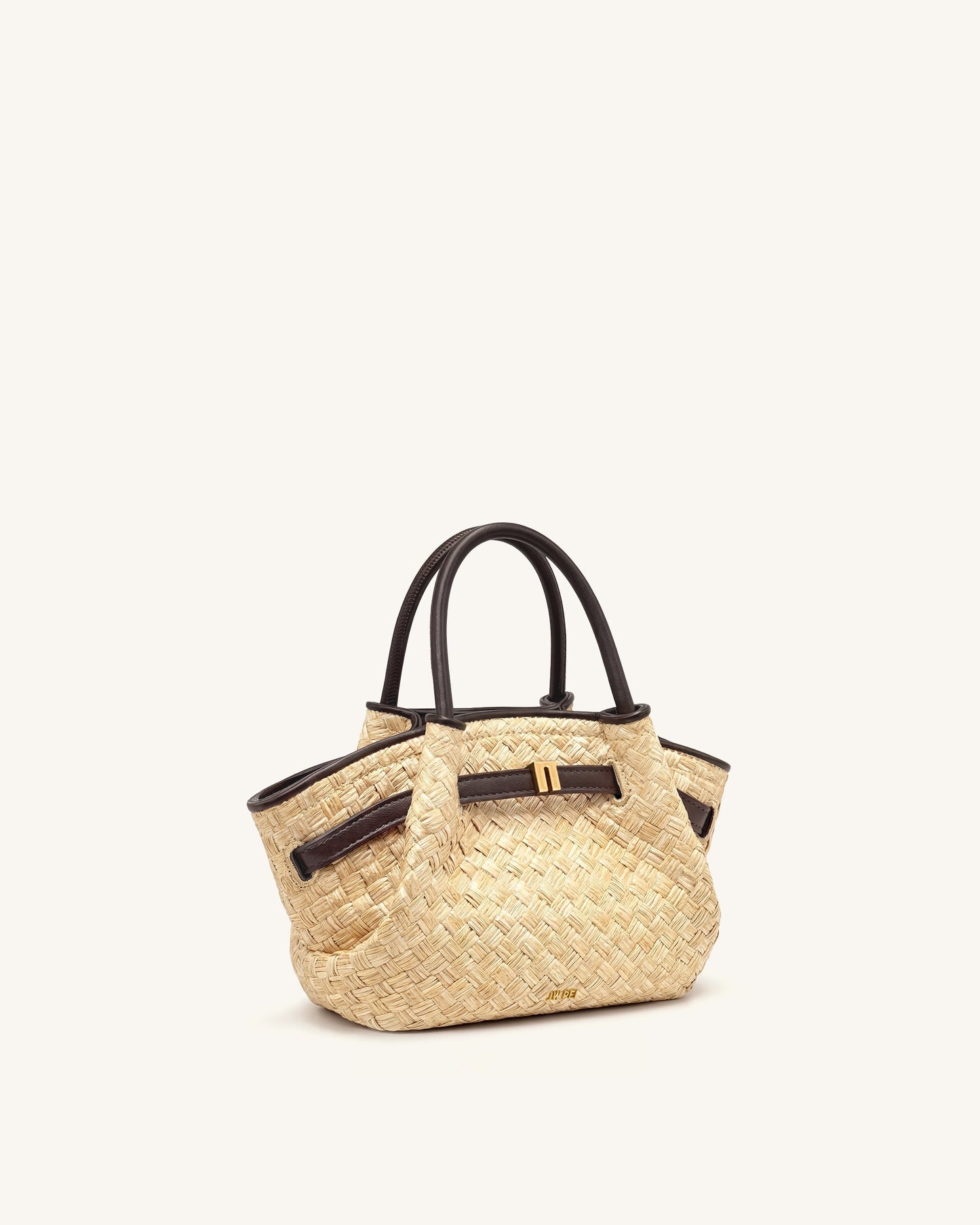 Hana Mini sac cabas en paille synthétique - Marron