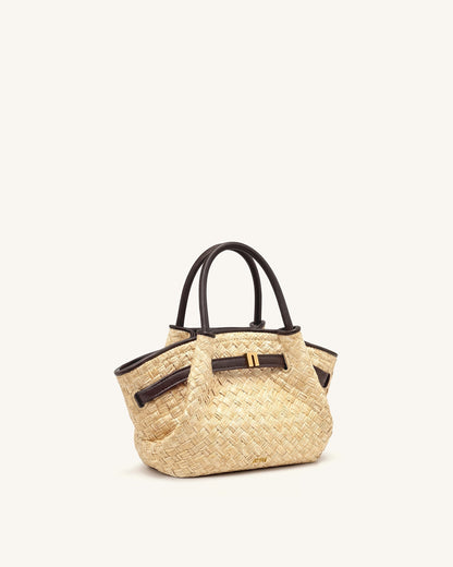 Hana Mini sac cabas en paille synthétique - Marron
