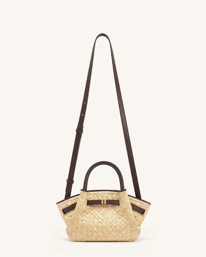 Hana Mini sac cabas en paille synthétique - Marron
