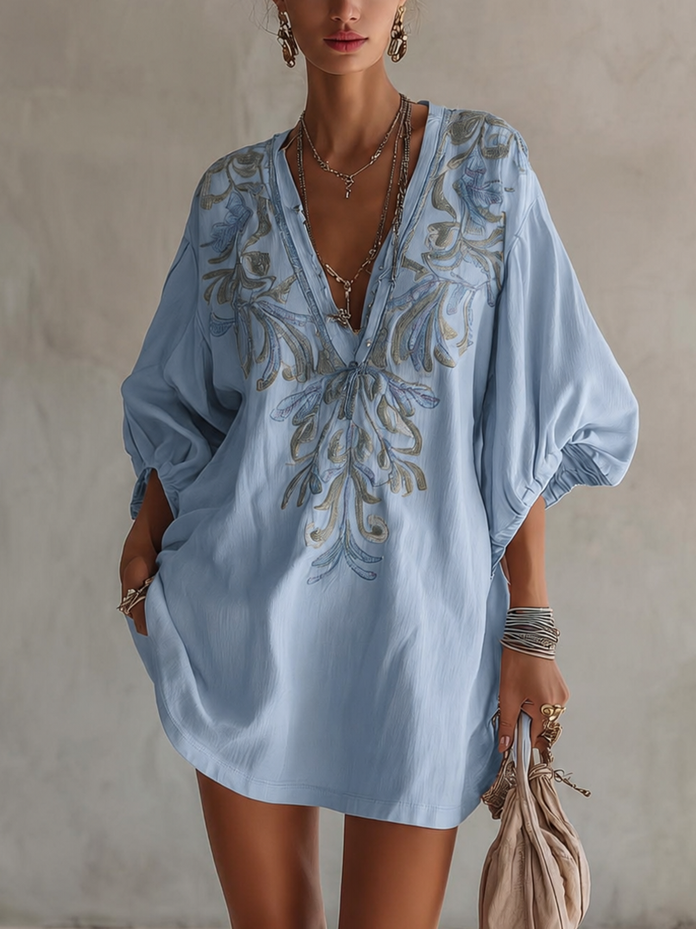 Robe Mini Rose — Lin Coton Broderie Florale Vintage