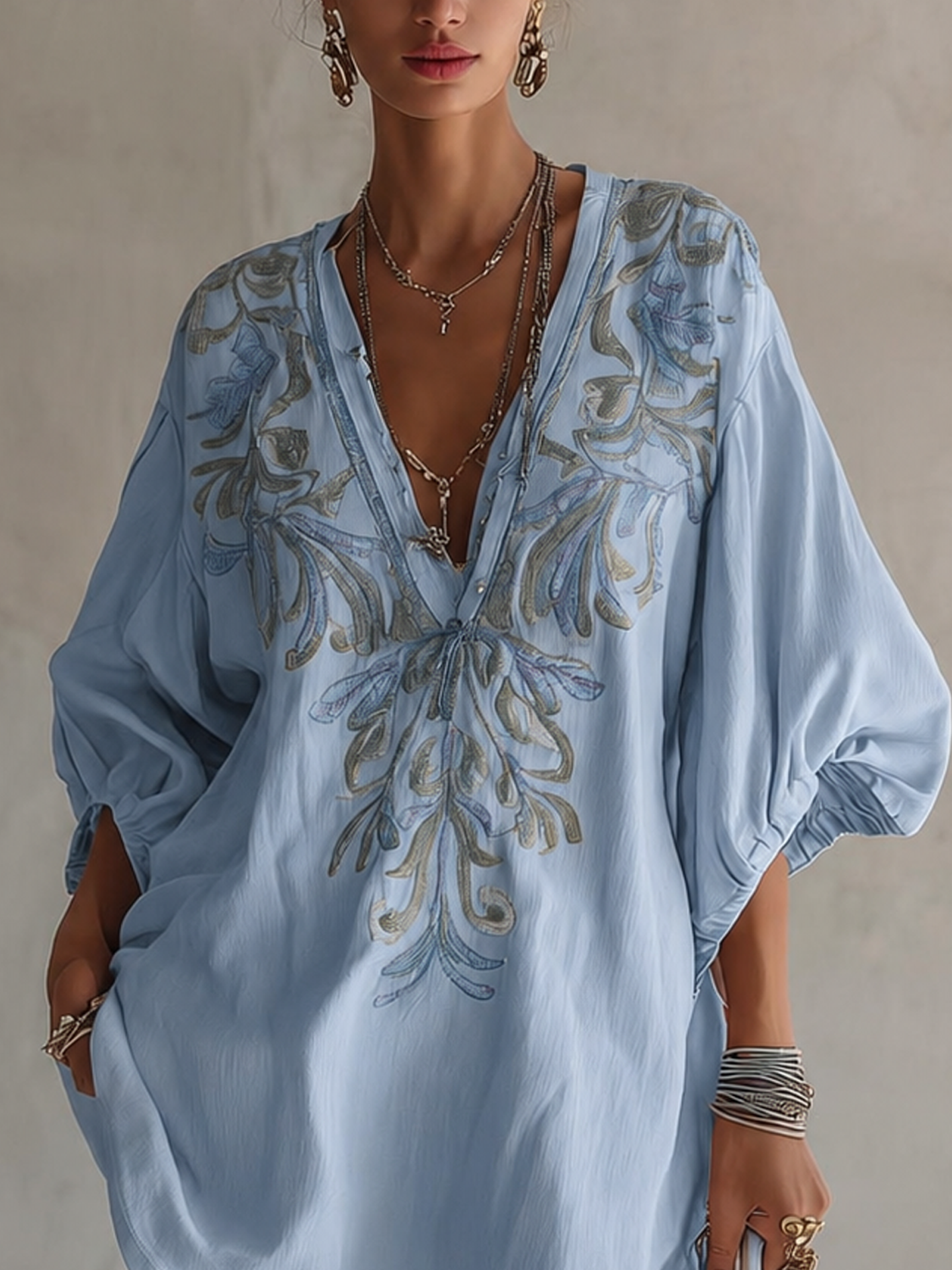 Robe Mini Rose — Lin Coton Broderie Florale Vintage