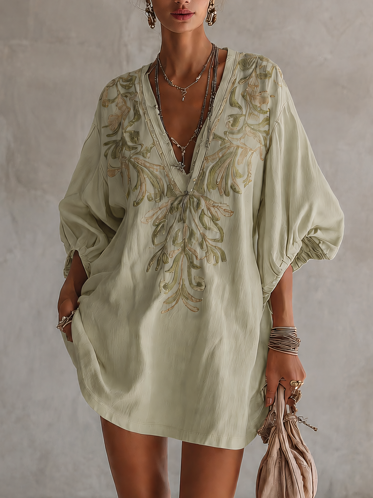 Robe Mini Rose — Lin Coton Broderie Florale Vintage