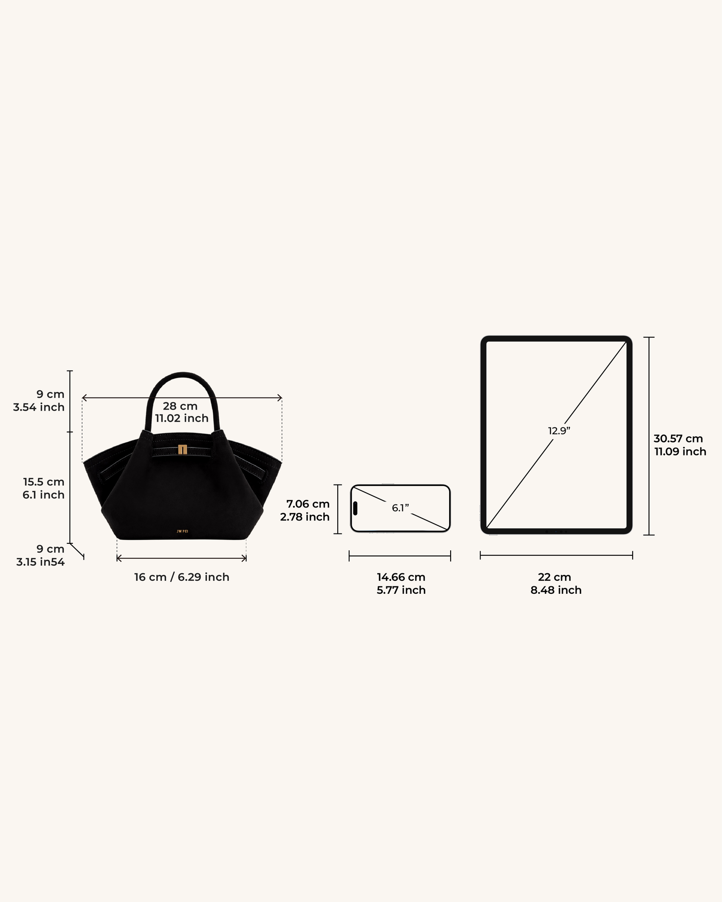Sac fourre-tout mini Hana en faux suède - Noir