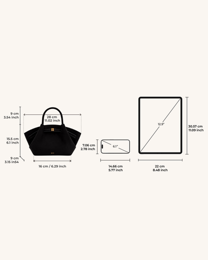 Sac fourre-tout mini Hana en faux suède - Noir