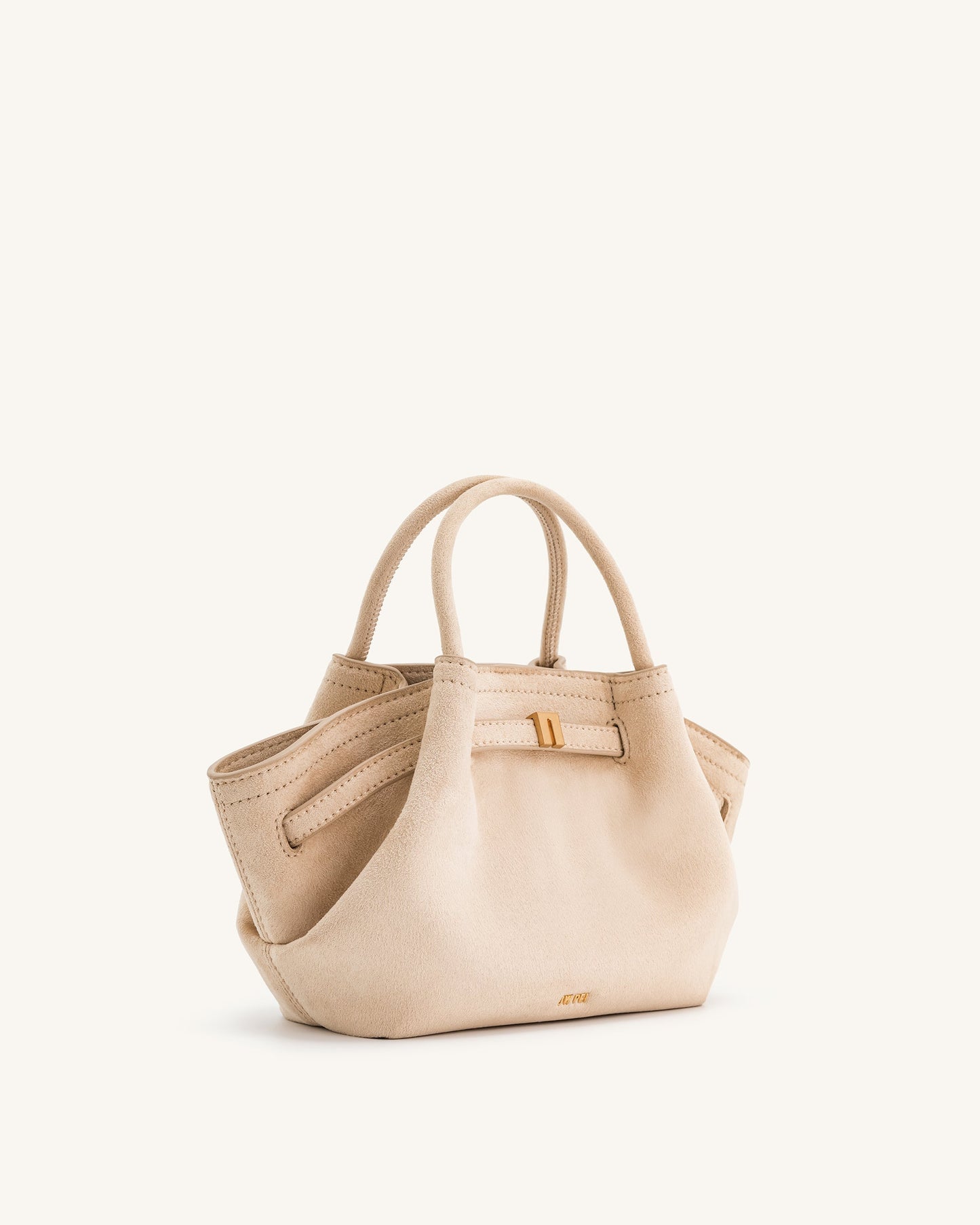 Sac fourre-tout mini Hana en faux suède - Blanc Cassé