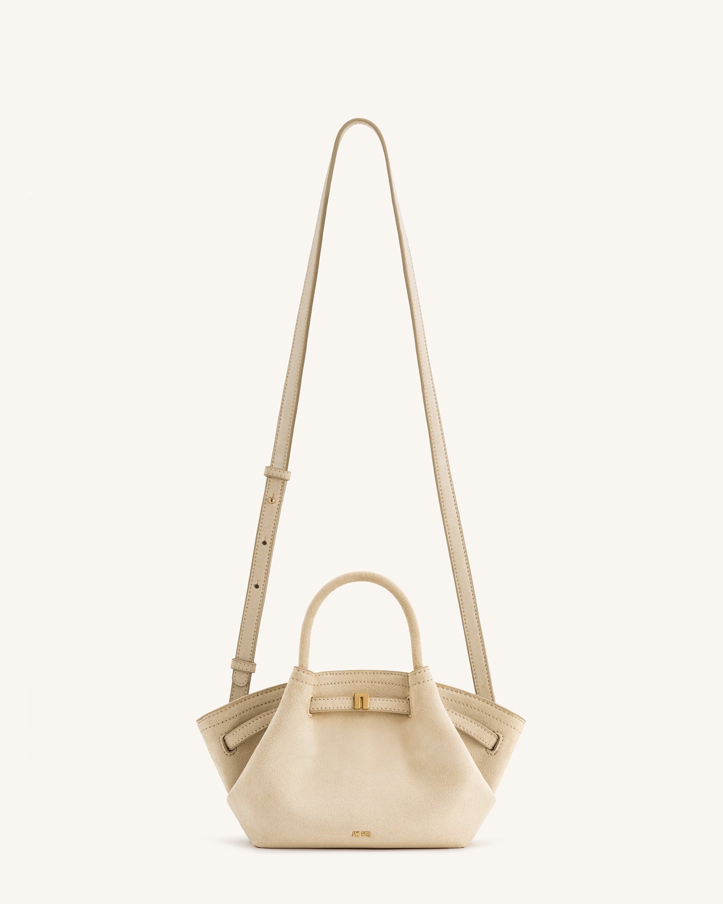 Sac fourre-tout mini Hana en faux suède - Blanc Cassé