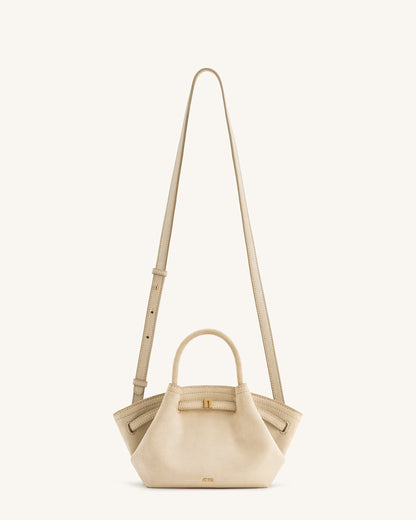 Sac fourre-tout mini Hana en faux suède - Blanc Cassé