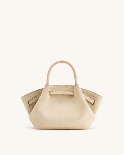 Sac fourre-tout mini Hana en faux suède - Blanc Cassé