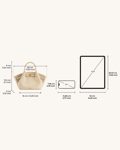Sac fourre-tout mini Hana en faux suède - Blanc Cassé