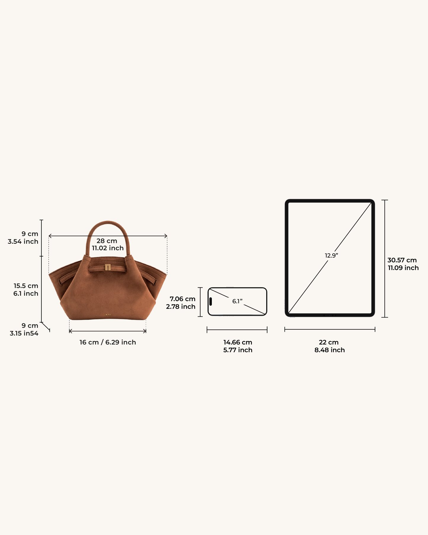 Sac fourre-tout mini Hana en faux suède - Marron