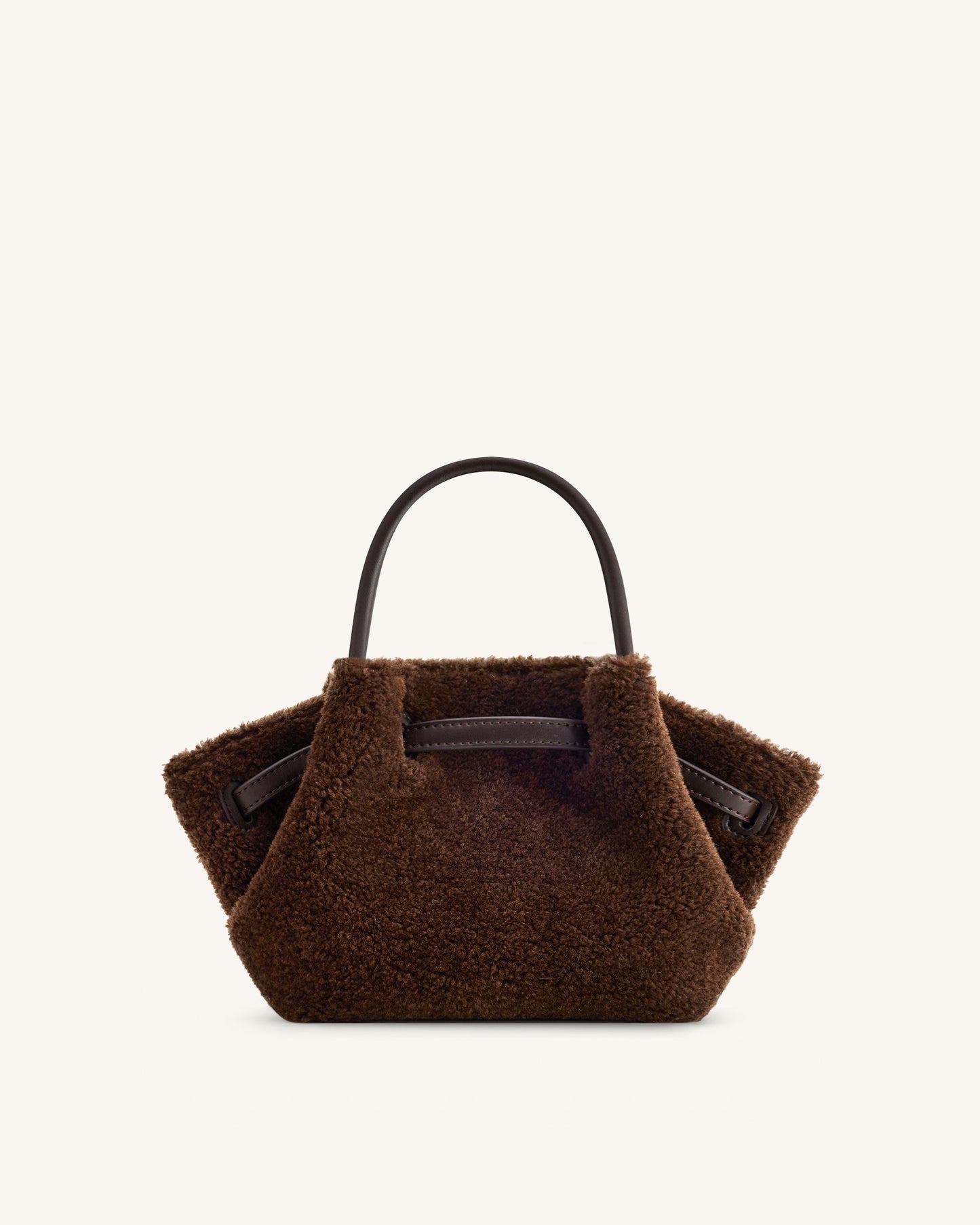 Petit sac cabas en fausse fourrure Hana – Marron foncé