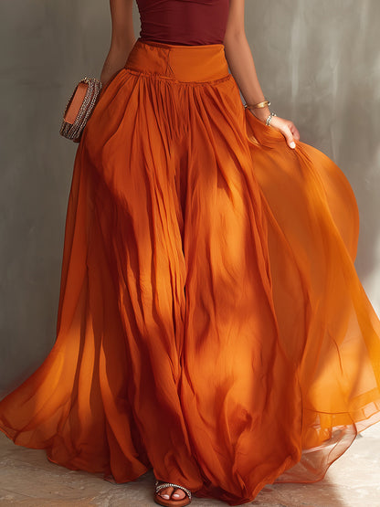 Ensemble Rouge — Top Sans Manches et Jupe Maxi Chiffon