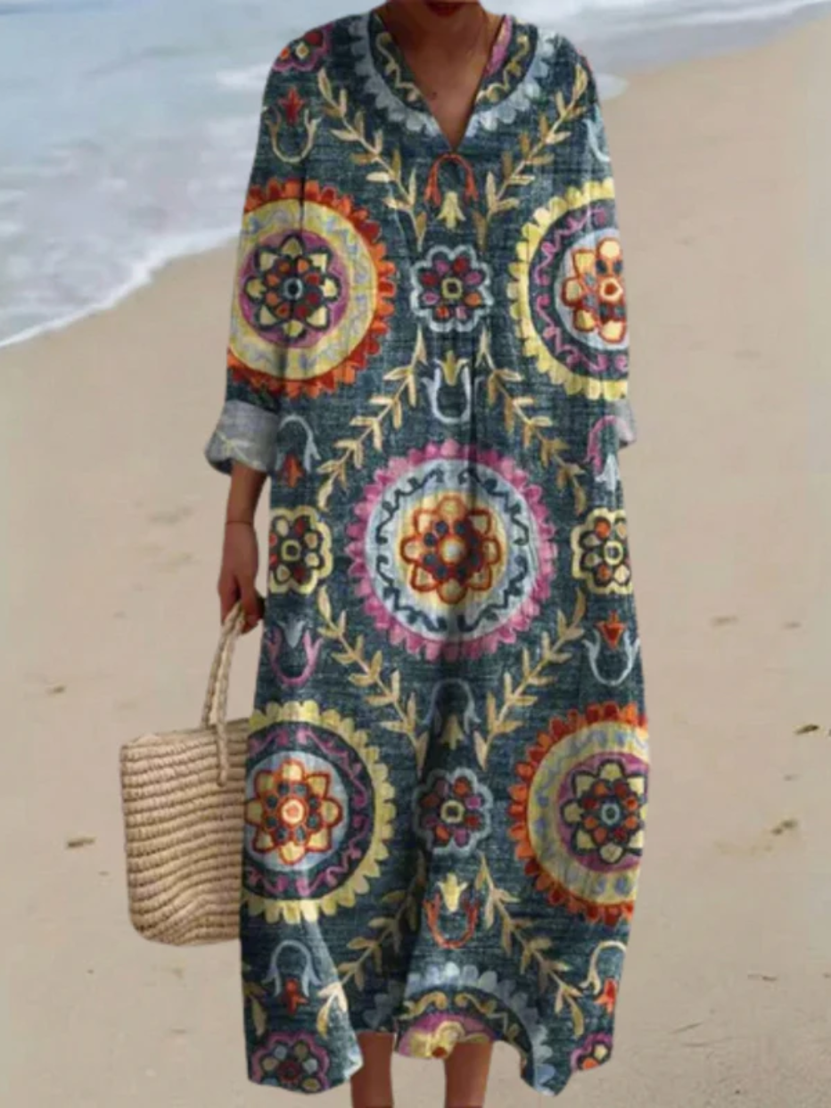 Ashley | Geometric Vintage Summer Maxi Dress