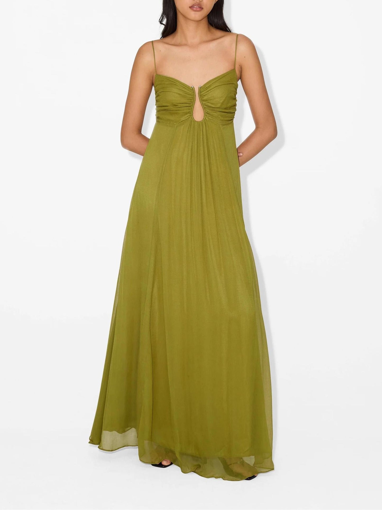 Robe Léa — Voile Fluide Vert Olive
