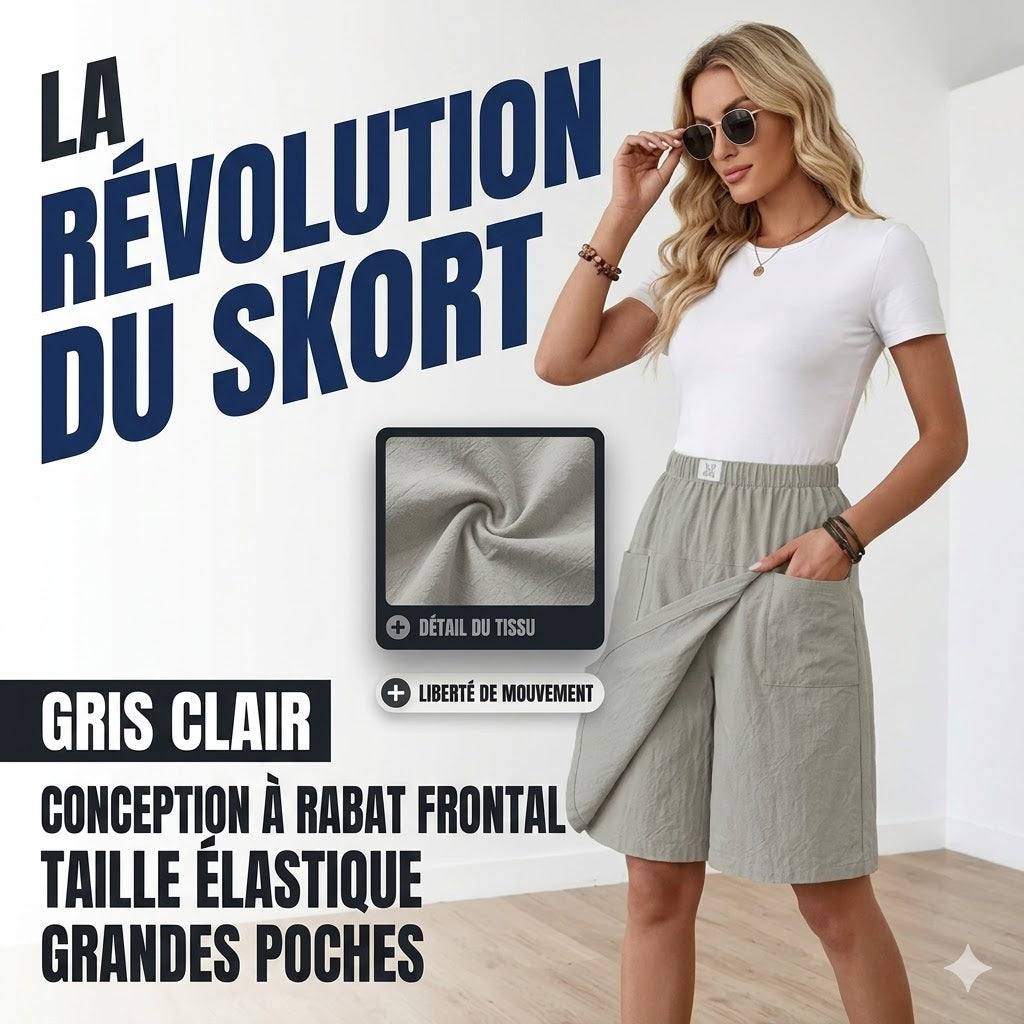 Lara™ - Skort taille élastique poches liberté active