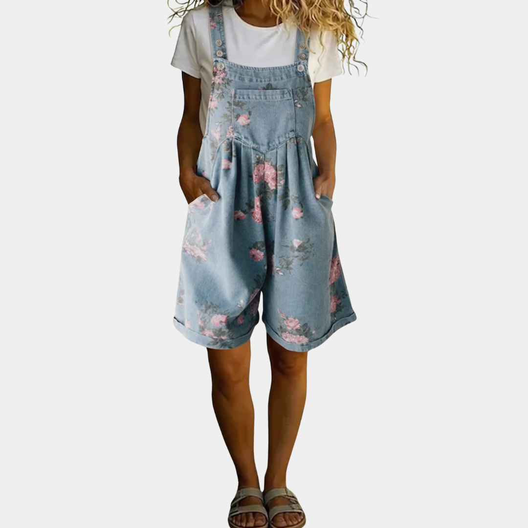 Judy | Combinaison en Jean Vintage en Coton Doux à Motifs Floraux