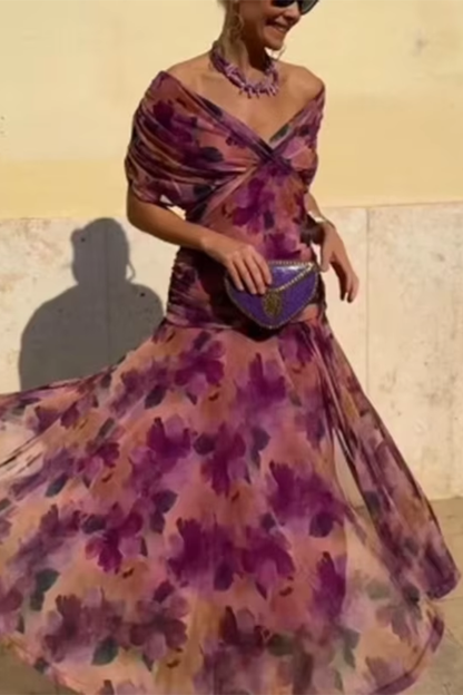 Luisa | Élégante robe longue de soirée à col en V