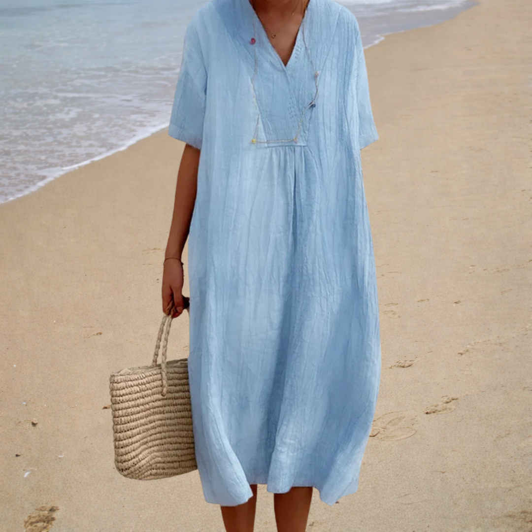 Robe Victoire — Longue Fluide Manches Courtes