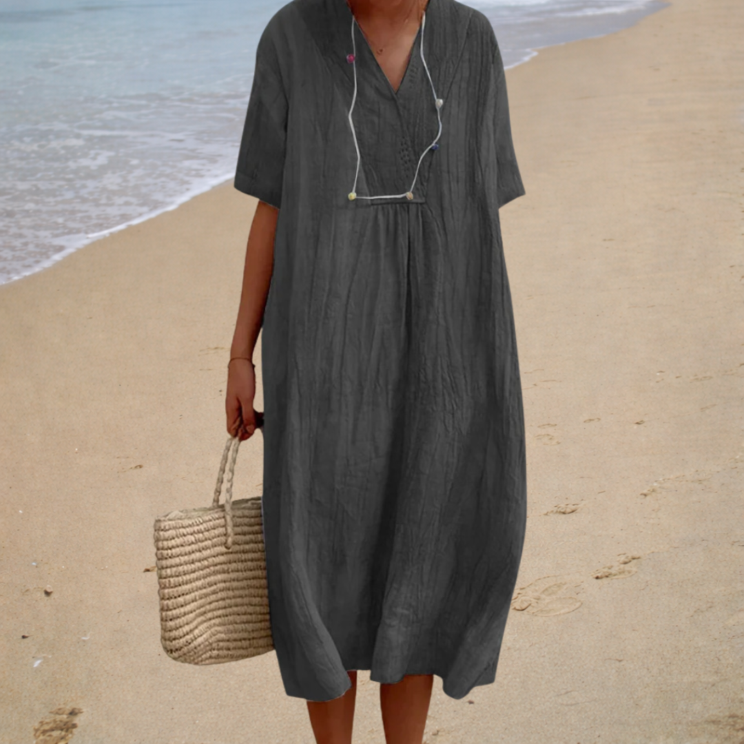 Robe Victoire — Longue Fluide Manches Courtes