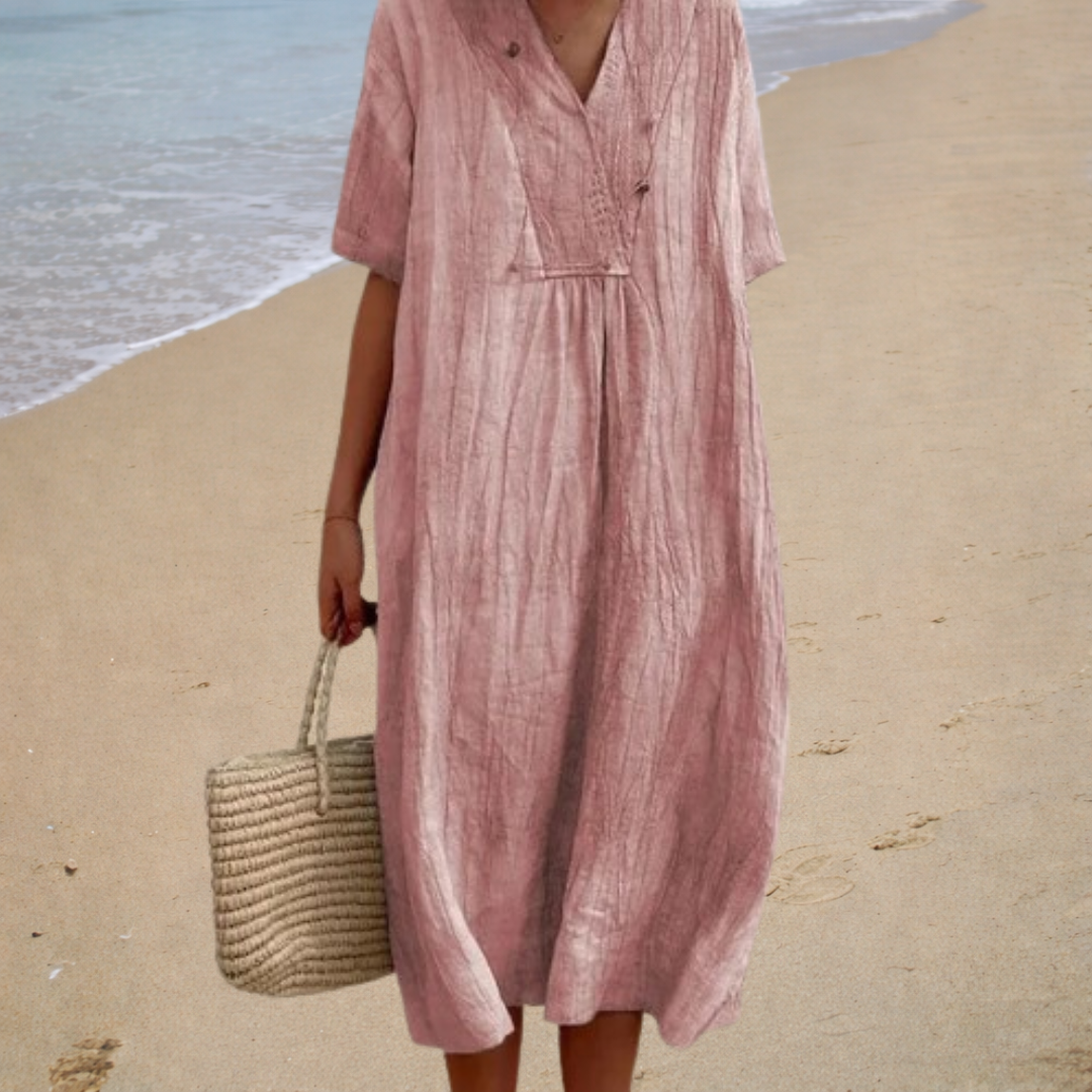 Robe Victoire — Longue Fluide Manches Courtes